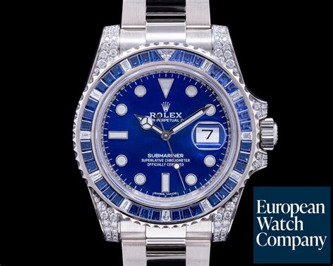 rolex submariner date 116659sabr 18k white gold diamonds sapphires|rolex submariner date.